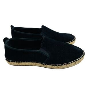 Free People Black Espadrille Suede Leather Slip On Shoes Size US 7.5